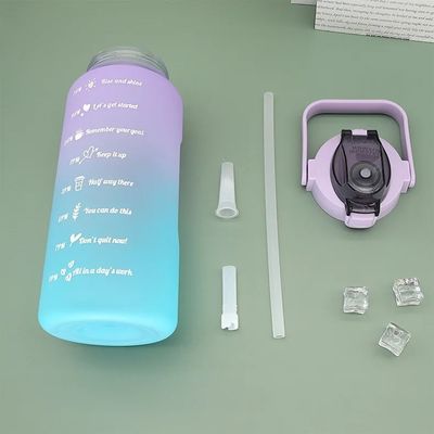 Bouteille d'eau de sport en paille en plastique, grande capacité, couleur dégradée, tasses à boire en extérieur