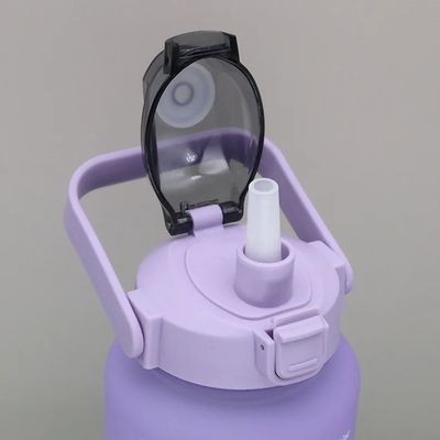 Bouteille d'eau de sport en paille en plastique, grande capacité, couleur dégradée, tasses à boire en extérieur