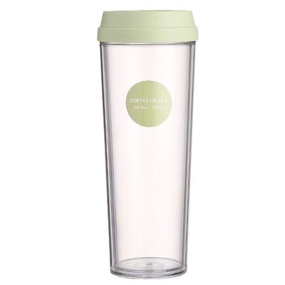 Coupe en plastique transparente de 700 ml pour le café à double isolation