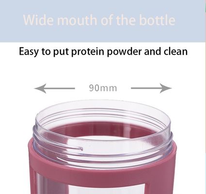 Bouteille de shaker de protéines de gymnase 650ml en plastique transparent durable avec logo personnalisé et boule de remuage