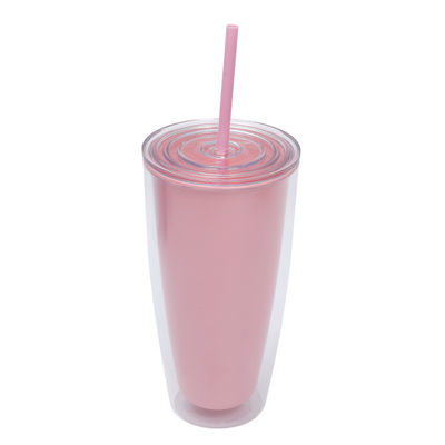 750 ml Capacité tasses en plastique transparent avec couvercle et paille pour les enfants