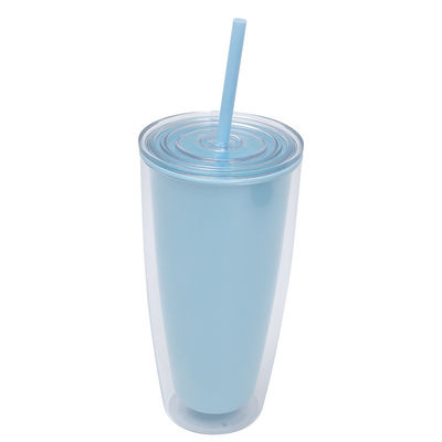 750 ml Capacité tasses en plastique transparent avec couvercle et paille pour les enfants