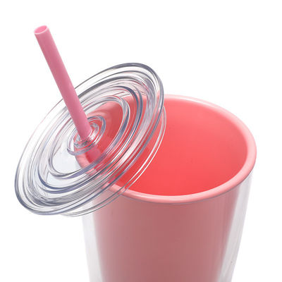 750 ml Capacité tasses en plastique transparent avec couvercle et paille pour les enfants
