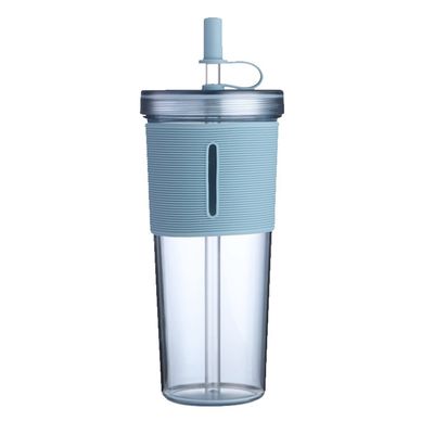 Bouteilles en plastique réutilisables 700 ml tasses à café Bouteilles à eau avec couvercle et paille