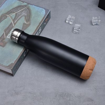 Bouteilles sous vide Thermoses 500 ml Bouteille d'eau isolée en acier inoxydable avec fond en liège