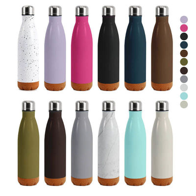 Bouteilles sous vide Thermoses 500 ml Bouteille d'eau isolée en acier inoxydable avec fond en liège