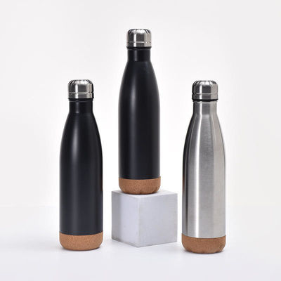 Retour à l' école Logo de couleur personnalisée 500 ml bouteille d'eau en acier inoxydable avec fond en liège