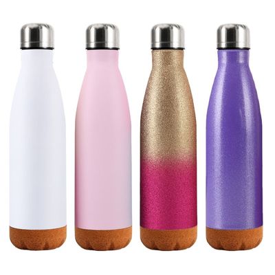 Retour à l' école Logo de couleur personnalisée 500 ml bouteille d'eau en acier inoxydable avec fond en liège