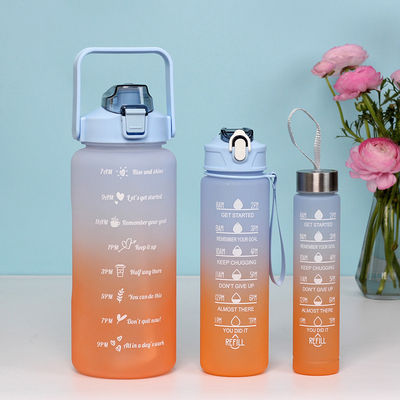 3 pièces/ensemble Bouteille d'eau de couleur sportive portative 2000ml 900ml 280ml avec couvercle