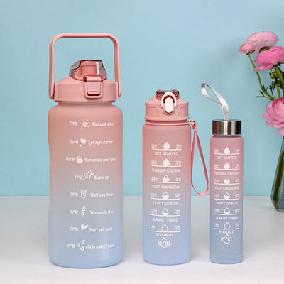 3 pièces/ensemble Bouteille d'eau de couleur sportive portative 2000ml 900ml 280ml avec couvercle