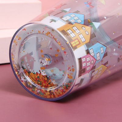 500 ml de tampons en plastique à double paroi avec paille de couleur personnalisée et accessoires