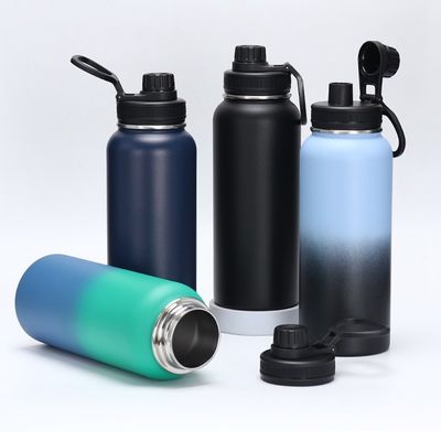 Coupe droite 32 oz en acier inoxydable bouteille isolée sous vide double mur avec logo personnalisé