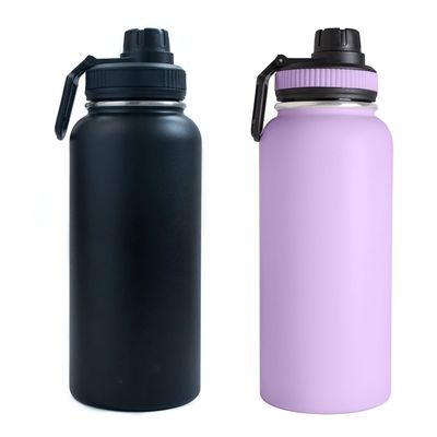 Bouteilles d'eau à vide en acier inoxydable 32 oz avec logo imprimé et paille