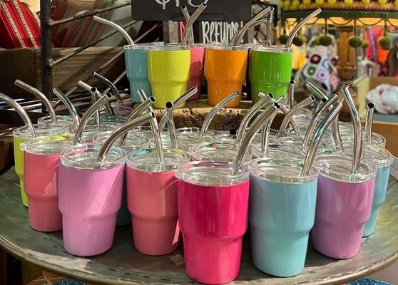 2 oz en acier inoxydable double paroi isolée sublimée verre tasse avec paille et couvercle