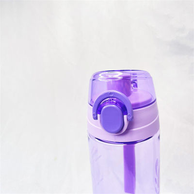 Tritan 600 ml Bouteille d'eau violette Bouteille de boisson de sport en plastique avec corde de poignée pour gym