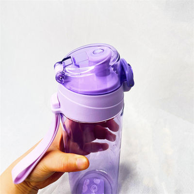 Tritan 600 ml Bouteille d'eau violette Bouteille de boisson de sport en plastique avec corde de poignée pour gym