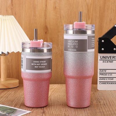 20OZ 30OZ Bouteille d'eau en acier inoxydable Conception personnalisée Colorée Sport Paille Thermos Flasque