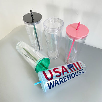 En extérieur, rose clair, vert, 16 oz, 24 oz, plastique isolé, double paroi, tasses en acrylique, avec couvercle et paille.