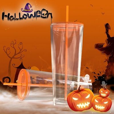 710 ml bouteille d'eau claire 24 oz Tumblers en plastique avec couvercle et paille pour l' occasion de la fête