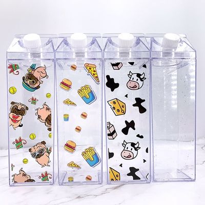 Logo personnalisé Acceptable 500 ml 1000 ml Transparent carton acrylique de lait bouteille d'eau