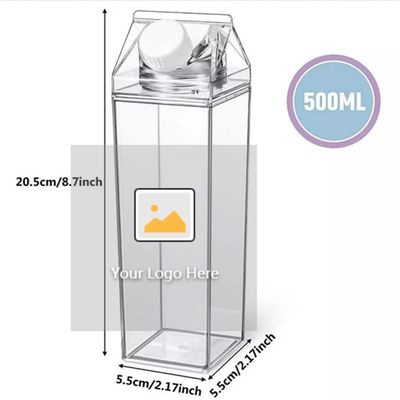 Contemporain 17 oz 500 ml de qualité alimentaire plastique extérieur clair lait carré carton bouteille d'eau