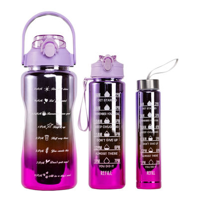 3pcs ensemble bouteilles d'eau de motivation en plastique avec marqueur de temps atteindre vos objectifs de remise en forme