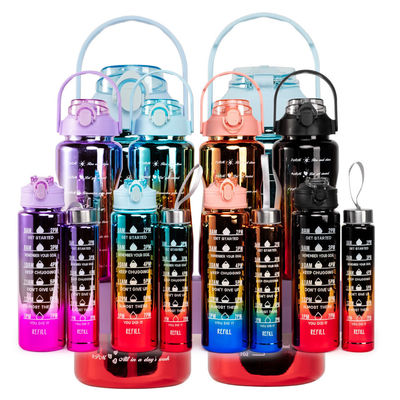 3pcs ensemble bouteilles d'eau de motivation en plastique avec marqueur de temps atteindre vos objectifs de remise en forme