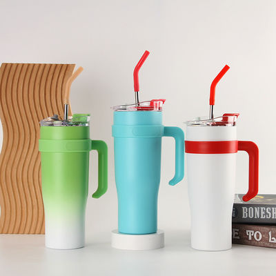 Bouteille d'eau de sport isolée en acier inoxydable de 40 oz avec paille et couvercle