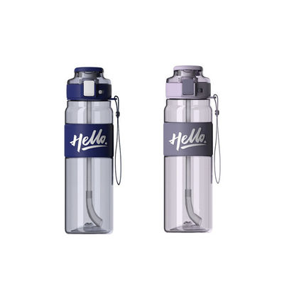 Bouteilles d'eau de jus de boisson personnalisées en plastique avec accessoires avec paille
