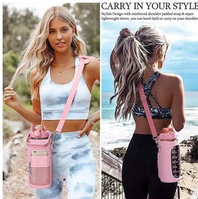 Bouteille d'eau de demi-gallon avec poche téléphonique et sangle personnalisée