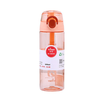 Bouteille d'eau transparente de Tritan 600 ml Bouteille de boisson sportive en plastique avec couvercle à poignée