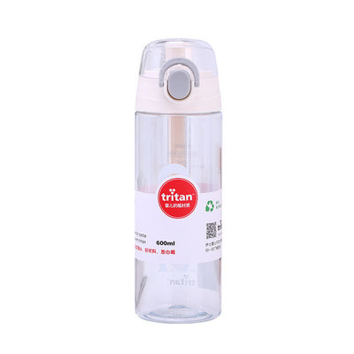 Bouteille d'eau transparente de Tritan 600 ml Bouteille de boisson sportive en plastique avec couvercle à poignée