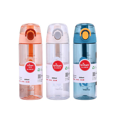 Bouteille d'eau transparente de Tritan 600 ml Bouteille de boisson sportive en plastique avec couvercle à poignée