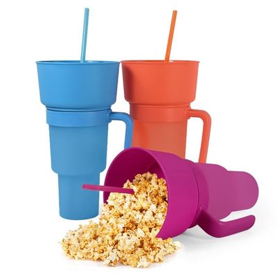 Logo personnalisé accepté tasse à collation en plastique avec poignée