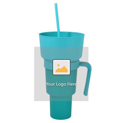 Logo personnalisé accepté tasse à collation en plastique avec poignée