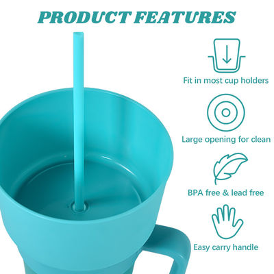 Coupe de café couleur personnalisée 2 en 1 tasse de boisson cinéma avec plateau de collation et paille