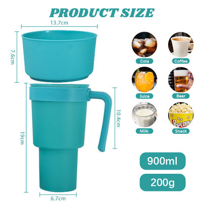 Coupe de café couleur personnalisée 2 en 1 tasse de boisson cinéma avec plateau de collation et paille