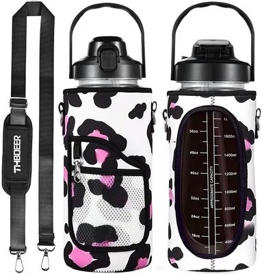 Bouteille d'eau de style américain de 64 oz de grande capacité de 2000 ml avec manche et sangle
