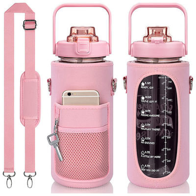 Bouteille d'eau de style américain de 64 oz de grande capacité de 2000 ml avec manche et sangle