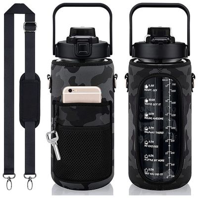 Bouteille d'eau de style américain de 64 oz de grande capacité de 2000 ml avec manche et sangle