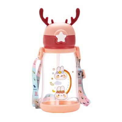 Grande capacité enfants tasse d'eau de paille dessin animé été 600 ml avec couleur personnalisée