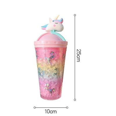 Retour à l' école Bouteille d' eau Nouveau tampon en plastique à double paroi avec paille et couvercle