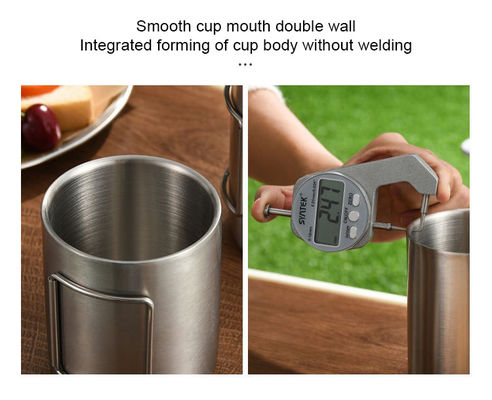 Coupe d'eau en acier inoxydable à large bouche avec poignée et logo personnalisé