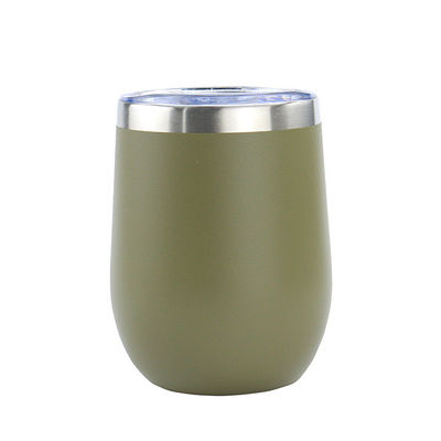 Coupe en acier inoxydable 12 oz 304 couleur en poudre revêtue de doubles parois Portable élève coupe isolée avec couvercle