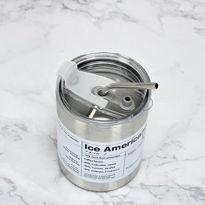 Coupe à café isolée à double paroi mince et droite en acier inoxydable 320 ml/600 ml avec couvercle et paille