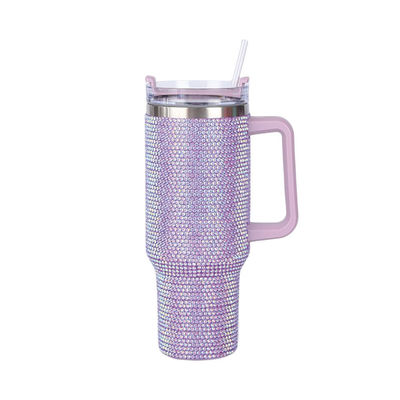 Bouteille d'eau en acier inoxydable en 40 oz incrustée de diamants