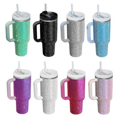 Bouteille d'eau en acier inoxydable en 40 oz incrustée de diamants