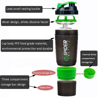 Unisexe Logo personnalisé 500ml Bpa Bouteille de shaker gratuit PP Milk Shake Cup Poudre de protéines Fitness Gym Sports Bouteille d'eau avec boule de mélange