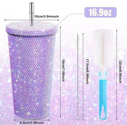 500ml/750ml Tumbler Couleur personnalisée Double isolée en acier inoxydable Bouteille de voyage extérieur avec des pailles