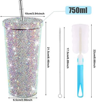500ml/750ml Tumbler Couleur personnalisée Double isolée en acier inoxydable Bouteille de voyage extérieur avec des pailles
